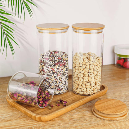 77L Glass Storage Containers with Lids [Multi-Size Set of 5], Airtight Glass Canisters for Kitchen & Pantry Organization, Clear Food Jars for Pasta, Cereal, Flour, Sugar, Coffee, Nuts & Snacks