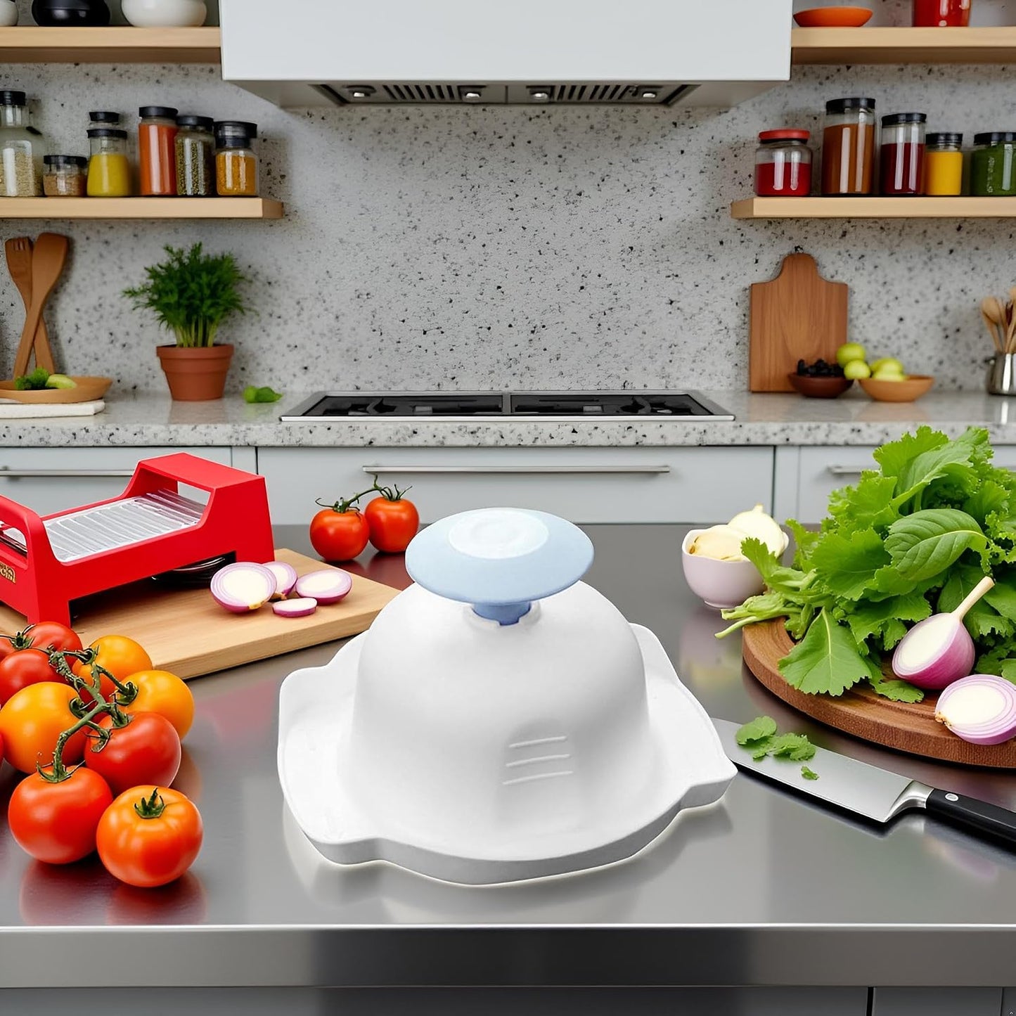 Blue Food Safety Holder for Mandolin Slicer,Finger Anti-Cut Protectors for Vegetable Grater, Peelers and Slicers, Food Slicer Cutter Finger Guard for Mandoline Slicer, Grating and Slicing Tools