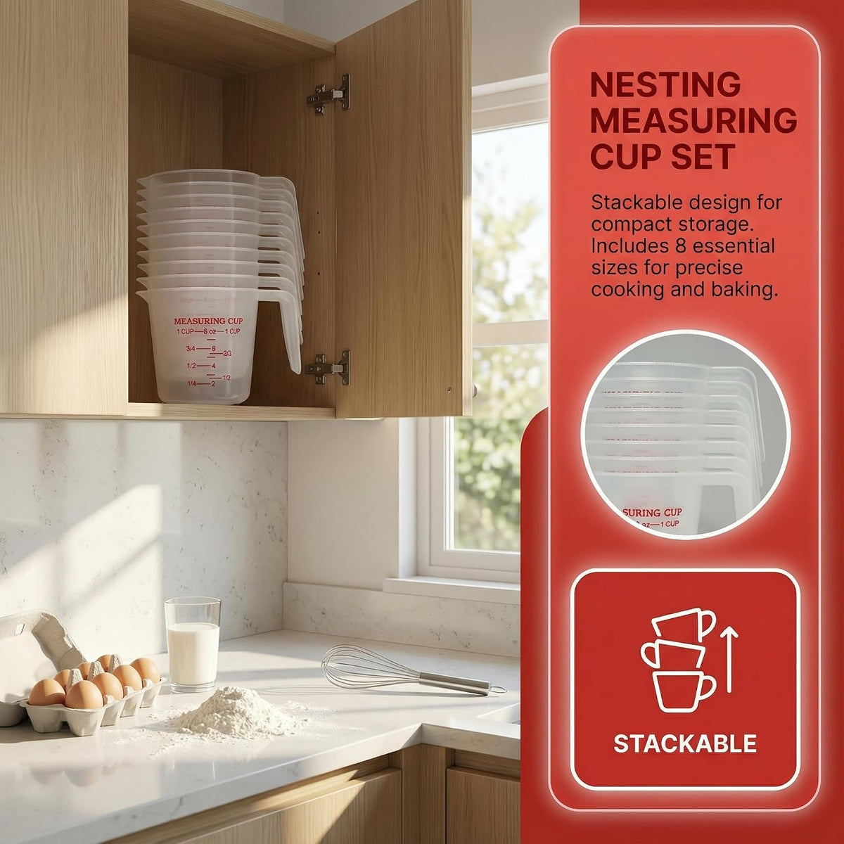 1 Cup/8 Oz Plastic Measuring Cups With Spout And Handle