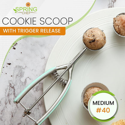 Spring Chef Extra Large Stainless Steel Cookie Scoop, #10, 5.5 Tbsp, Black