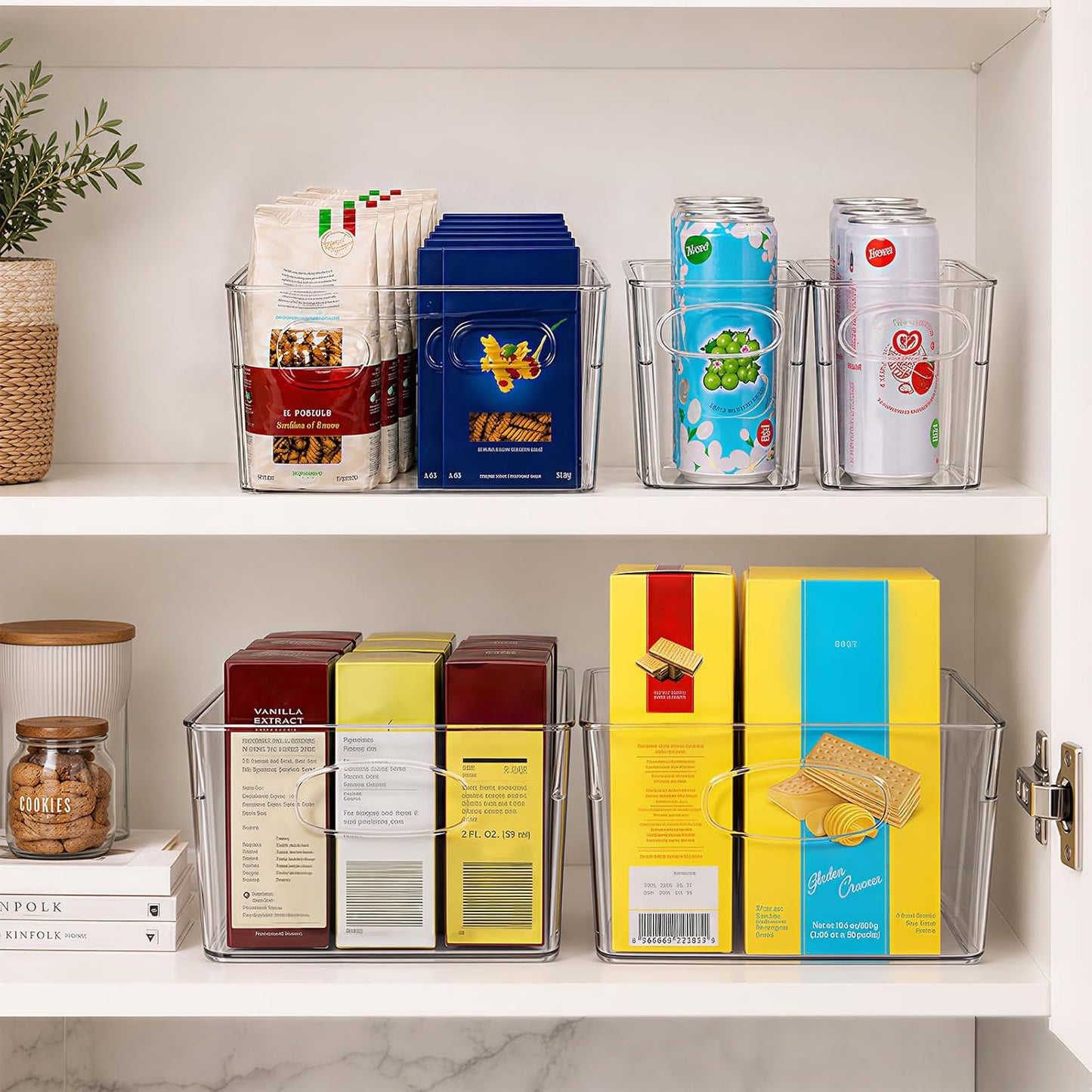 UFORU 10 Pack Clear Pantry Organizers and Storage, Stackable Plastic Storage Bins with Handles, Clear Storage Bins for Kitchen, Fridge, Freezer, Cabinet and Containers for Pantry Organization