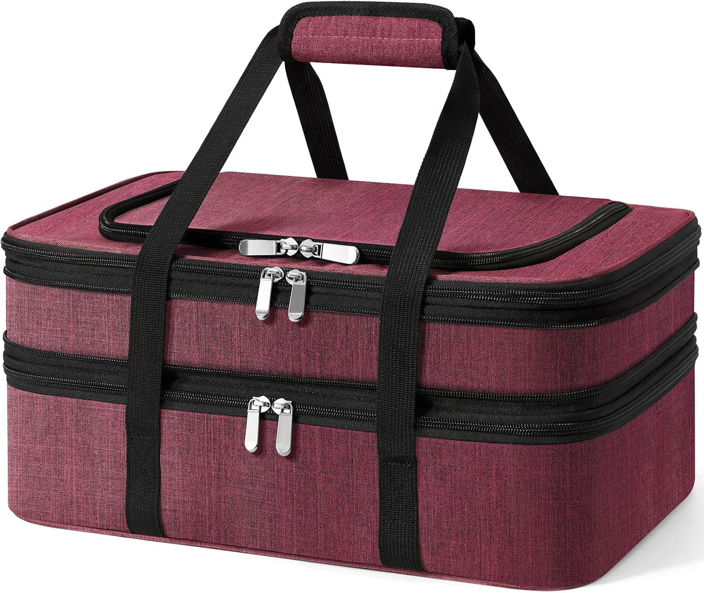 Double Insulated Casserole Carrier - Portable Casserole Carriers for Hot or Cold Food Lunch Tote Warmer or Cooler Bag for Potluck Parties Picnic Cookouts, Fits 9" x 13" Baking Dish - Grey