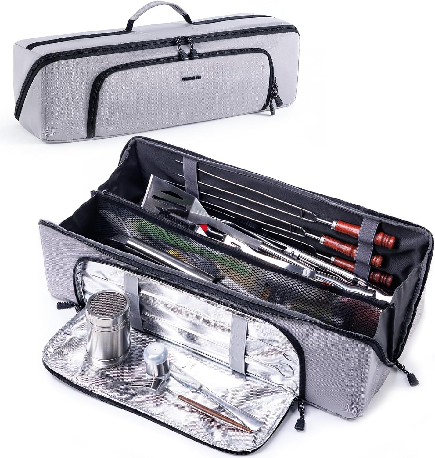 22" Grill Tool Bag, Heavy Duty BBQ Accessories Organizer with Wide-Open Design, Large Griddle Utensil Storage Bag for Blackstone, Camping, Tailgating, BBQ Gifts for Men（Bag Only）