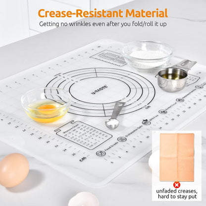 U-Taste Silicone Pastry Mat, Dough Rolling Baking Sheet, 28x20"/Transparent