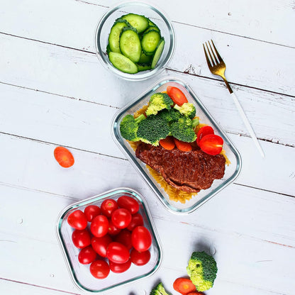12 Pack Glass Storage Containers with Lids, Leak-Proof Meal Prep Containers, Dishwasher/Microwave/Oven/Freezer Safe Glass Food Storage Containers for Leftovers, to Go