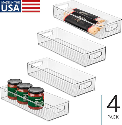 iDesign Slim Extra Long Clear Storage Bin, Narrow Stackable Organizer for Kitchen or Pantry