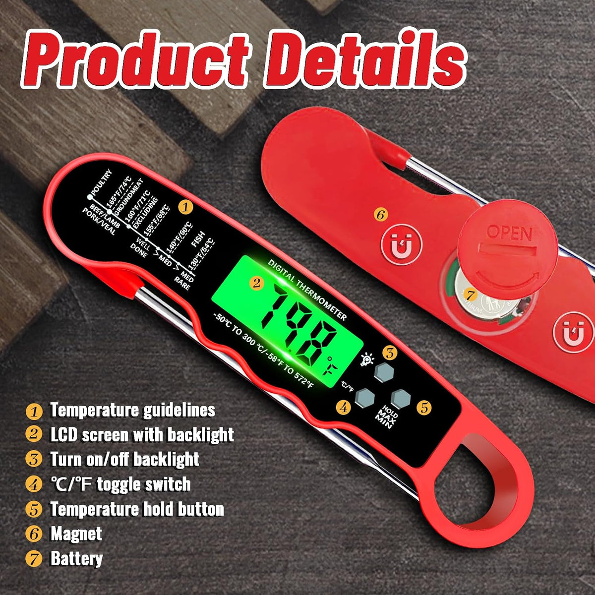 Meat Thermometer Digital, Instant Read Digital Meat Thermometer