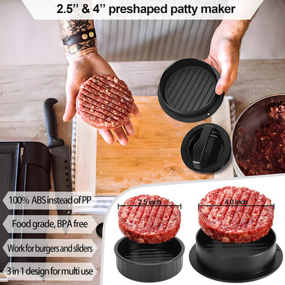 7" Cast Iron Smash Burger Press, Hamburger Press Patty Maker, Stainless Steel Spatula, Nonstick Patty Papers, Seasoning Shaker and Brush, Smash Burger Press Kit for Blackstone Griddle Grills