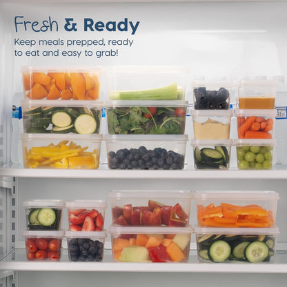 IRIS USA 44 PC Plastic Food Storage Containers With Lids | 22 Meal Prep Containers & 22 Lids | Leftovers Office Lunch Snack Fruit, Microwave Dishwasher Freezer Safe, BPA Free