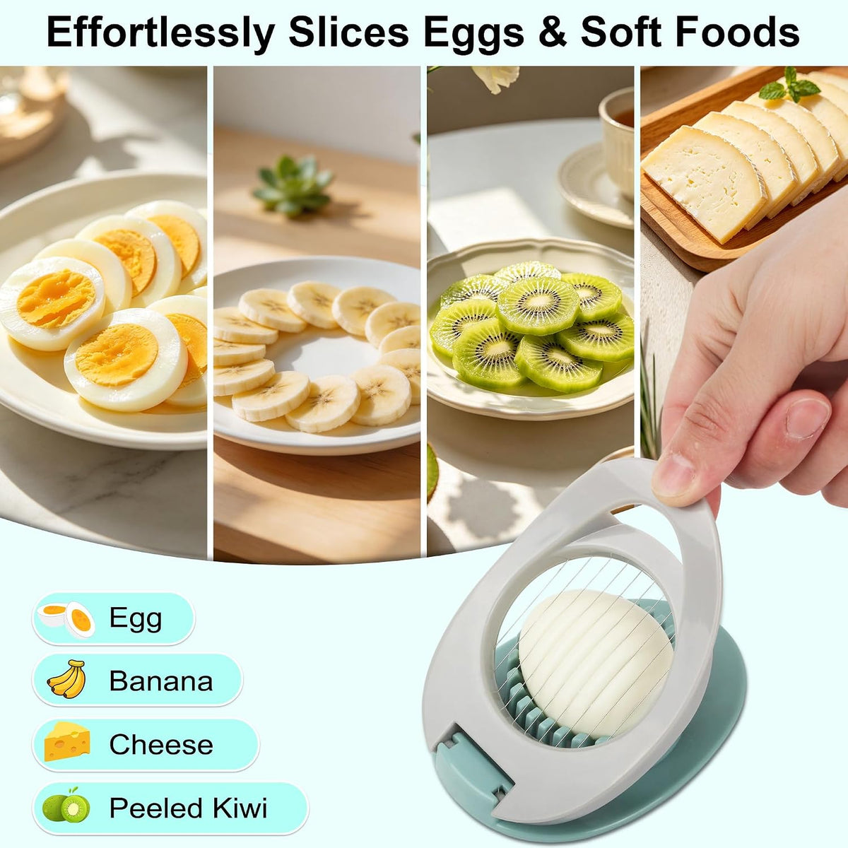 Egg Slicer for Hard Boiled Eggs, Uniform Thin Soft Food Cutter