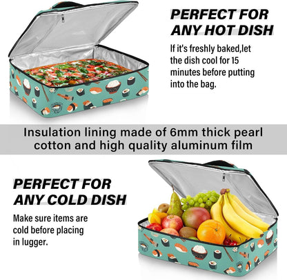 Casserole Carriers for Hot or Cold Food Reusable Casserole Dish Carrier Insulated Thermal Large Capacity Durable Perfect for Party Camping Family Gatherings Yellow Fish - Colors A