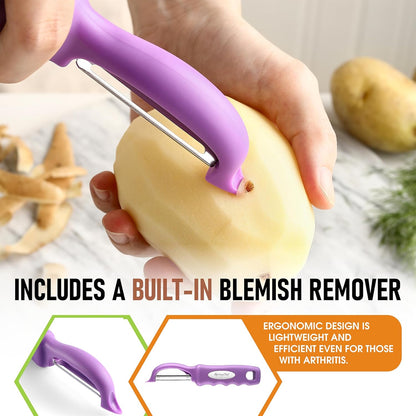 Spring Chef Premium Swivel Vegetable Peeler, Soft Grip Handle and Ultra Sharp Stainless Steel Blades - Perfect Kitchen Peeler For Veggie, Fruit, Potato, Carrot, Apple - Mango