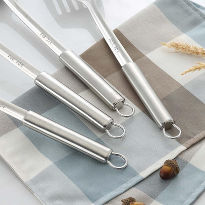 Pleafind 𝟑𝟑% 𝐎𝐅𝐅 Cooking Utensils Set - 4 Pcs Stainless Steel Kitchen Utensils Set with Solid Turner, Slotted Turner, Serving Ladle, Slotted Spoon, Wok Utensils Set with Heat Resistant Handle