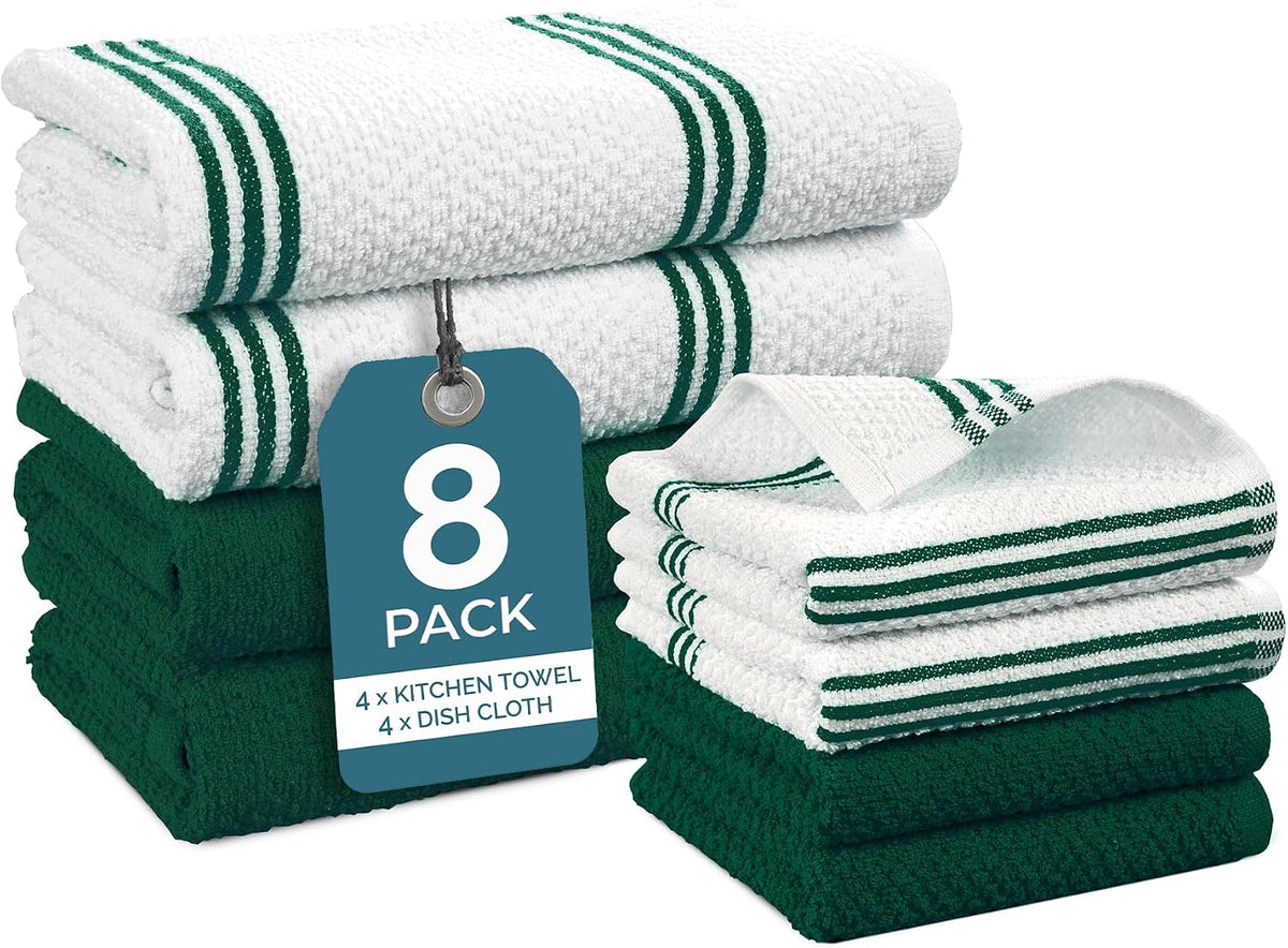 Casa Platino Potholders for Kitchens, 8-Piece – 500°F Heat Resistant Oven Mitts and Pot Holders, Mini Oven Mitt with Silicone Grip, 2 Kitchen Towels & 2 Dish Cloths – Durable & Non-Slip – Canyon Rose