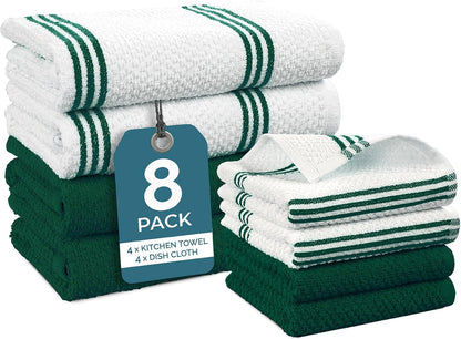 Casa Platino Potholders for Kitchens, 8-Piece – 500°F Heat Resistant Oven Mitts and Pot Holders, Mini Oven Mitt with Silicone Grip, 2 Kitchen Towels & 2 Dish Cloths – Durable & Non-Slip – Canyon Rose