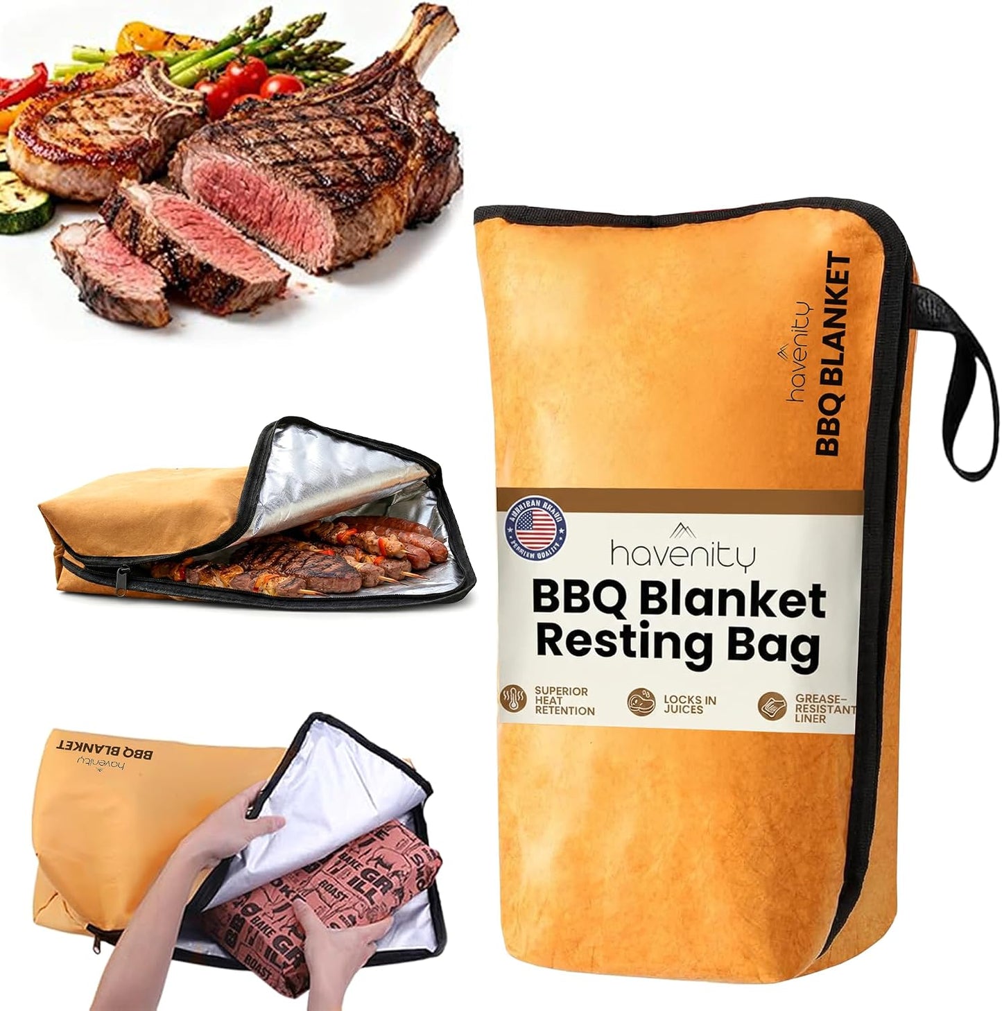 BBQ Prep Tub with BBQ Blanket, 16L Multifunctional Camping Cutting Board with Locking Lid, Reusable Meat Resting Bag for Smoking, Collapsible Dish Basin for Marinating Food (Large 16L)