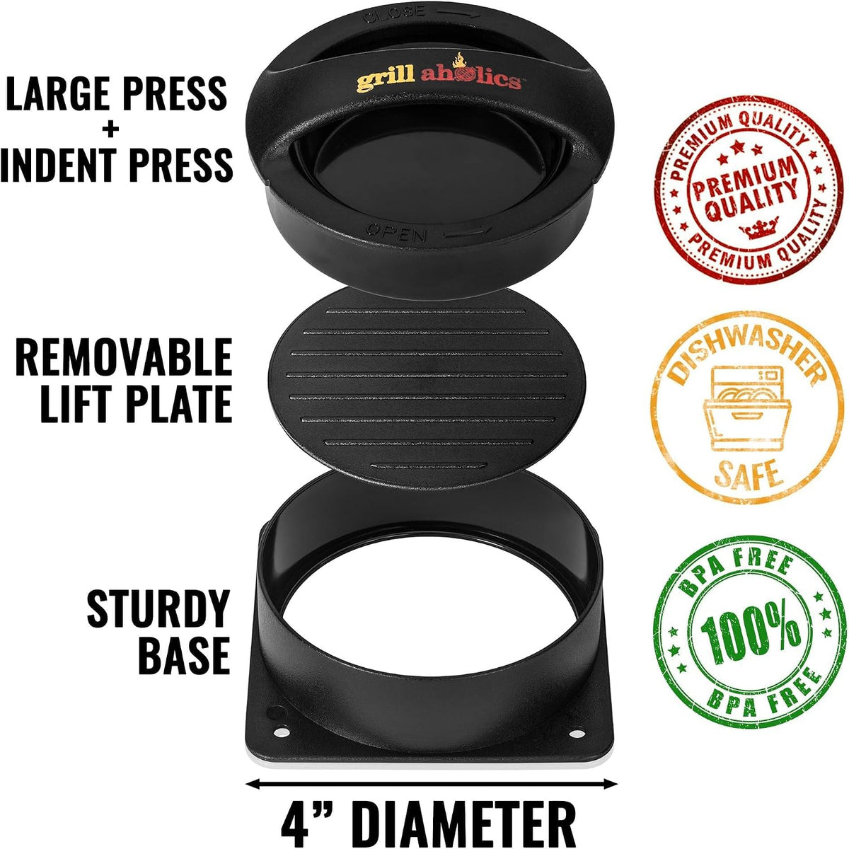 Grillaholics Stuffed Burger Press & Hamburger Patty Maker