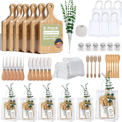 6 Sets Baby Shower Game Prizes for Winner Bamboo Mini Cheese Cutting Charcuterie Board Gift Set Bridal Shower Gifts for Guests Classy Favors (6 Sets)