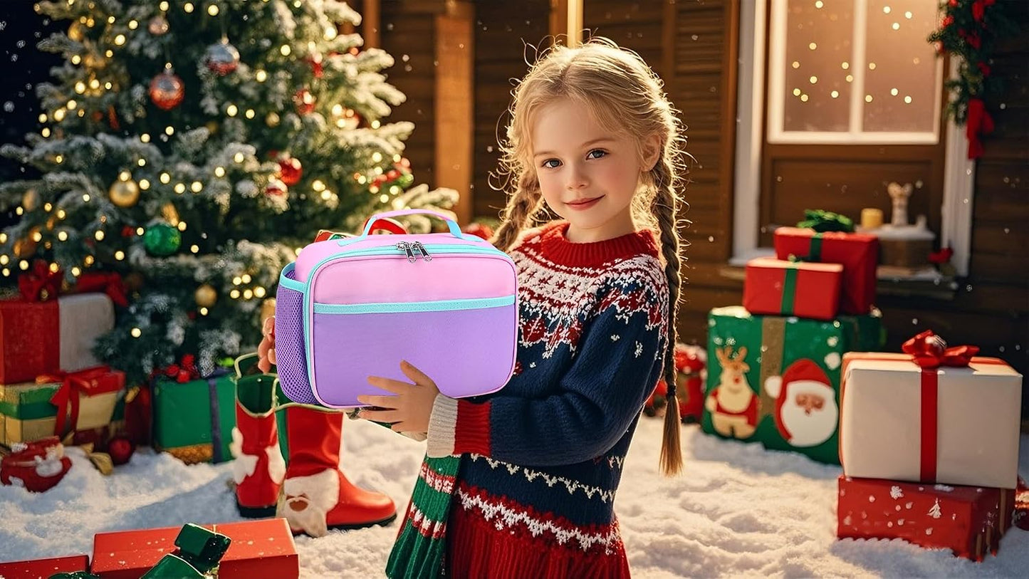 RHCPFOVR Kids Lunch Bag - Insulated Lunch Box for Boys Girls,Washable Lunch Bag and Reusable Toddler Leak-proof Lunchbox for School and Daycare - Colors A