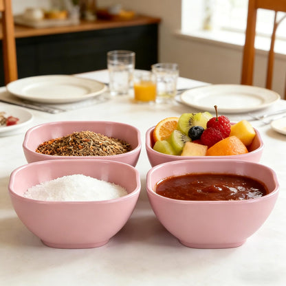 4 Piece Dipping Bowls Set, Small Spice Bowls for Sauce, Soy Sauce Dishes for Sushi, Dessert & Snack Portion Control, Dishwasher Safe Prep Bowls for BBQ Baking, 60ml (2 oz), PP Plastic, Pink