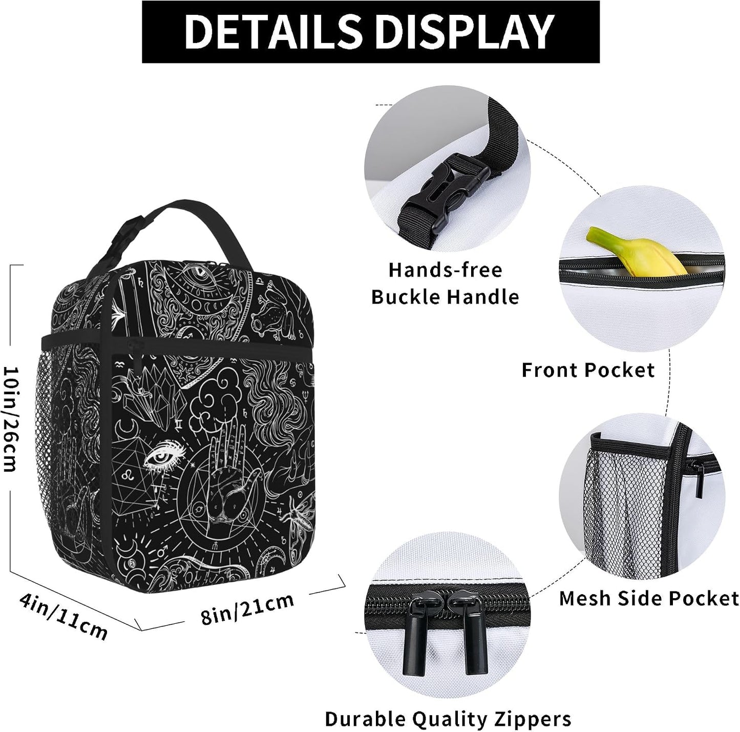 Dinosaur Volcano Insulated Lunch Bag for Women & Men, Reusable Leak-Proof Lunch Box with Cooler Compartment, Lunch Tote for Adults Work Travel Picnic Durable & Washable