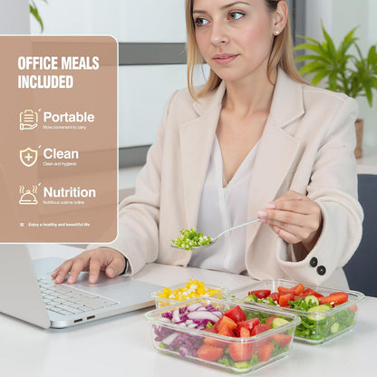 10-Pack Meal Prep Containers with Snap Locking Lids, Glass Airtight Lunch, Food Storage Containers, Microwave, Oven, Freezer and Dishwasher Friendly, Gray