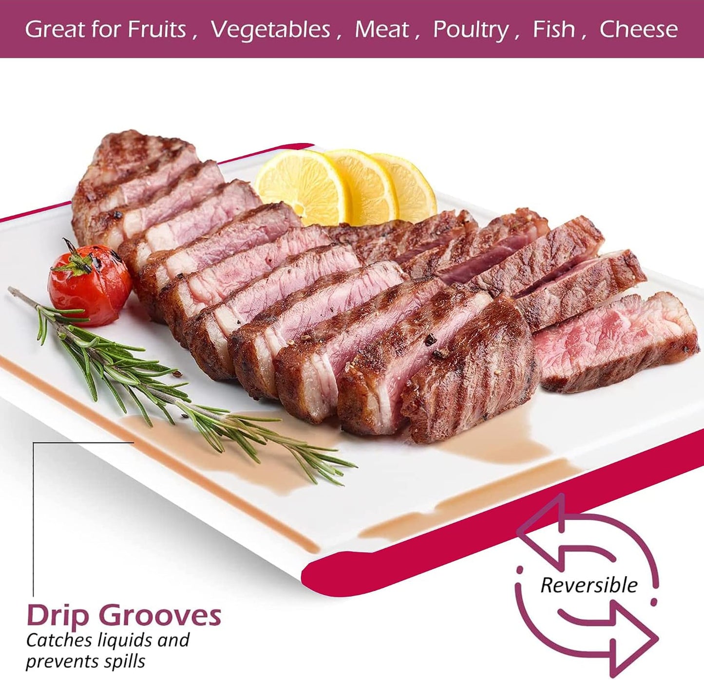 Plastic Cutting Board for Kitchen - Extra Large Cutting Board 18 Inch Reversible Chopping Board, Juice Groove, Non Slip Feet, Dishwasher Safe, BPA Free Large Cutting Board for Meat Vegetables Fruit