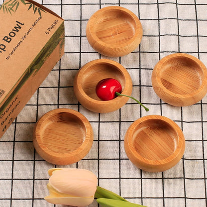 Dipping Bowls Set, Small Bamboo Pinch Bowls for Soy Sauce/Condiment/Snacks, Mini Serving Bowls for Charcuterie Board for BBQ/Entertaining, 1.4 oz Bamboo Wooden Ramekins