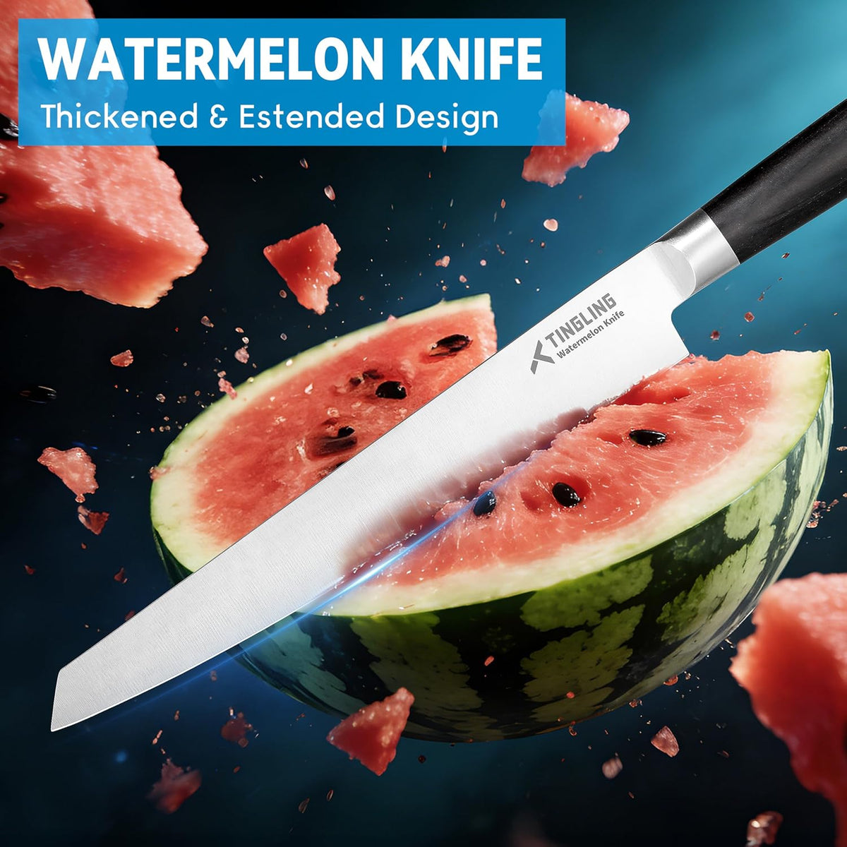 Watermelon Knife 9" Melon Cutter: Sharp Cantaloupe and Pineapple Slicer