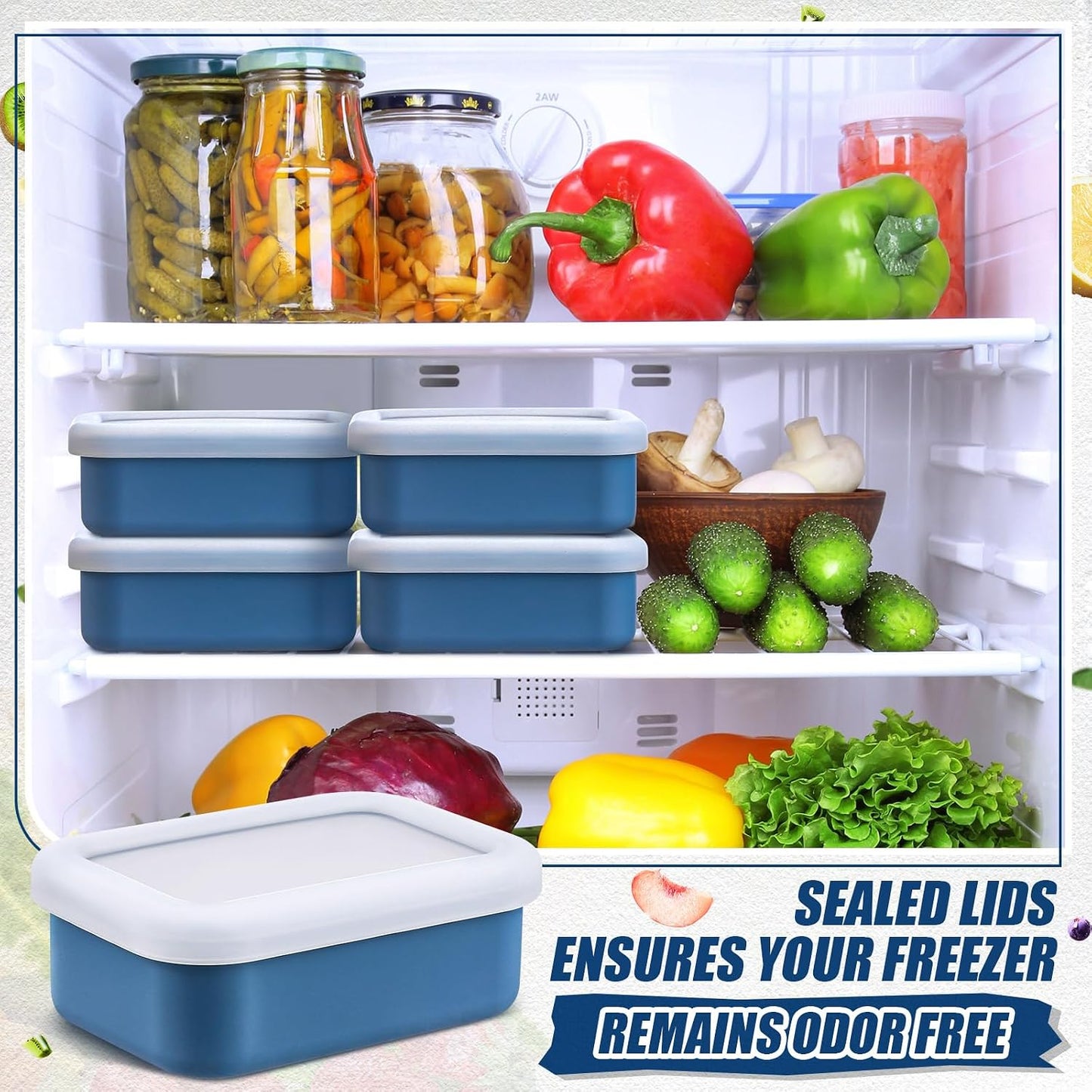 Nuogo 8 Pcs 1 Cup Silicone Freezer Containers with Lid Soup Freezer Molds Silicone Soup Containers Rectangle Trays Reusable Food Preserving Tray Ice Trays for Soups Sauces Stews(Green)