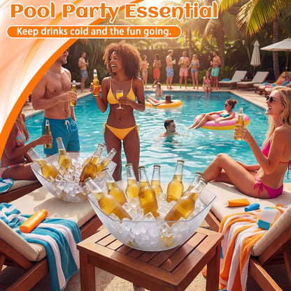 Novabright 6 Pcs 3L Ice Buckets for Parties with Scoops and Tongs Acrylic Champagne Beer Chiller Tub Beverage Wine Bucket for Mimosa Cocktail Bar, Chiller Bin and Events