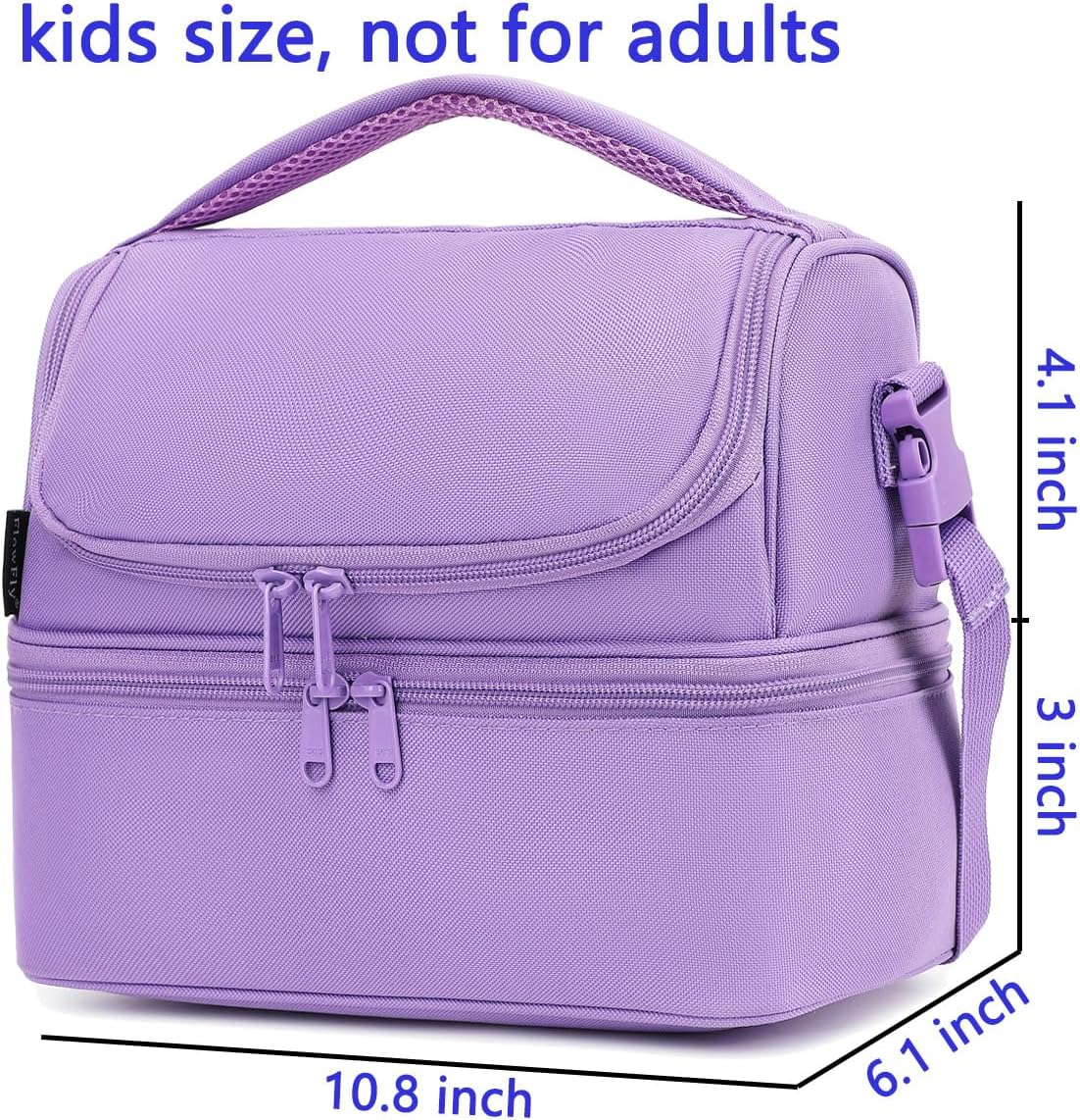 FlowFly Kids Double Decker Cooler Insulated Lunch Bag Large Tote for Boys, Girls, Men, Women, With Adjustable Strap, Unicorn