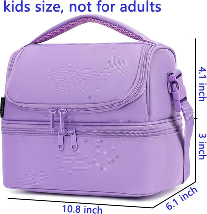 FlowFly Kids Double Decker Cooler Insulated Lunch Bag Large Tote for Boys, Girls, Men, Women, With Adjustable Strap, Unicorn