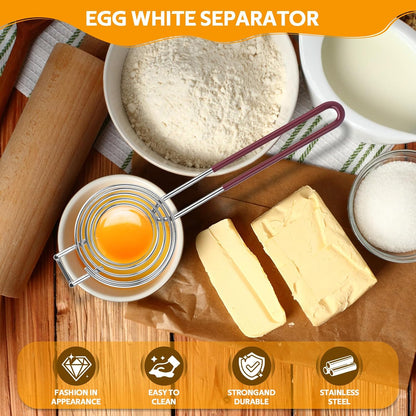 Egg Separator, Stainless Steel Egg Yolk White Separation Tool Long Handle Egg White Separator Tool for Baking, Cooking, and Kitchen Essentials