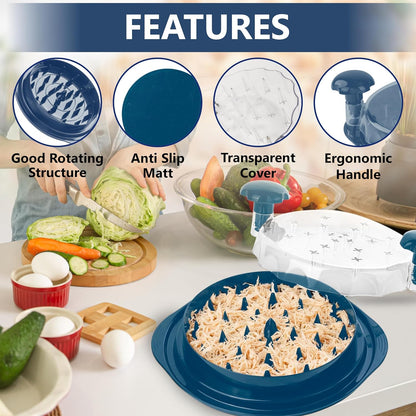 Chicken Shredder Tool Twist Large 9.8” with Visible Lid & Cleaning Brush | Meat Shredder Twist for Thin Chicken Breast | Dishwasher Safe Chicken Shredder Tool Twister & Food Shredder (Blue)