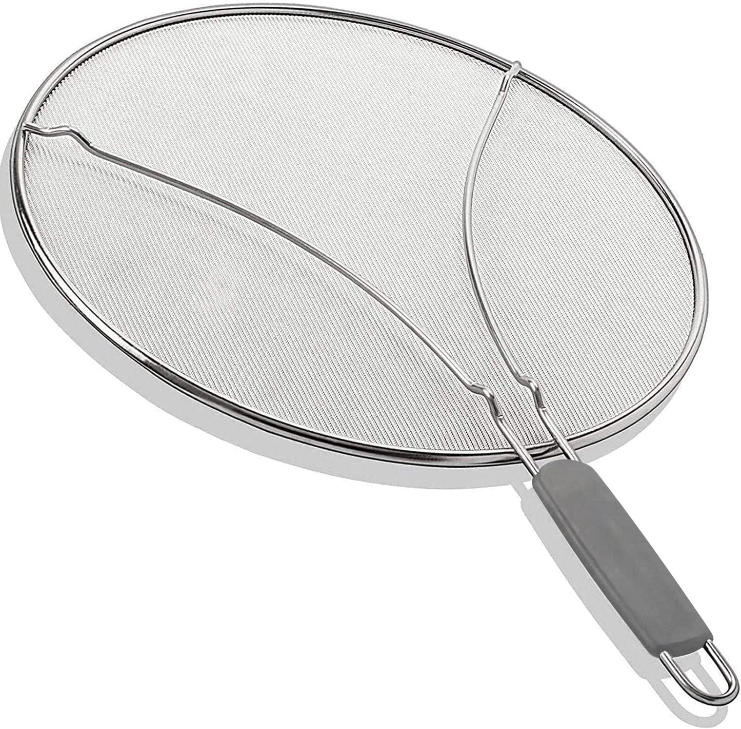 13" Grease Splatter Screen for Cooking | Stainless Steel Oil Splatter Guard and Ultra-Fine Mesh Protects Skin from Burns | TPR Tight-Grip Handle (Black)