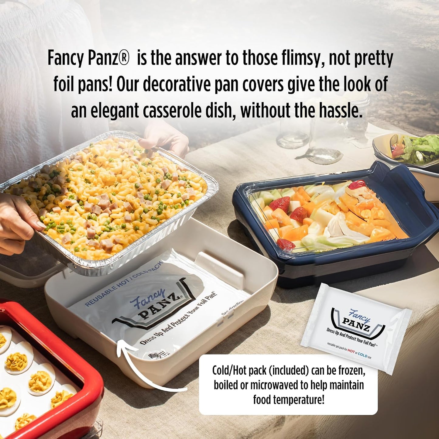 Fancy Panz Red Premium Aluminum Foil Pan Carrier with Secure Latch Lid - Reusable Casserole Carrier for Half Size Pans - Food Transport Holder for Potlucks, Parties, Tailgates & Entertaining