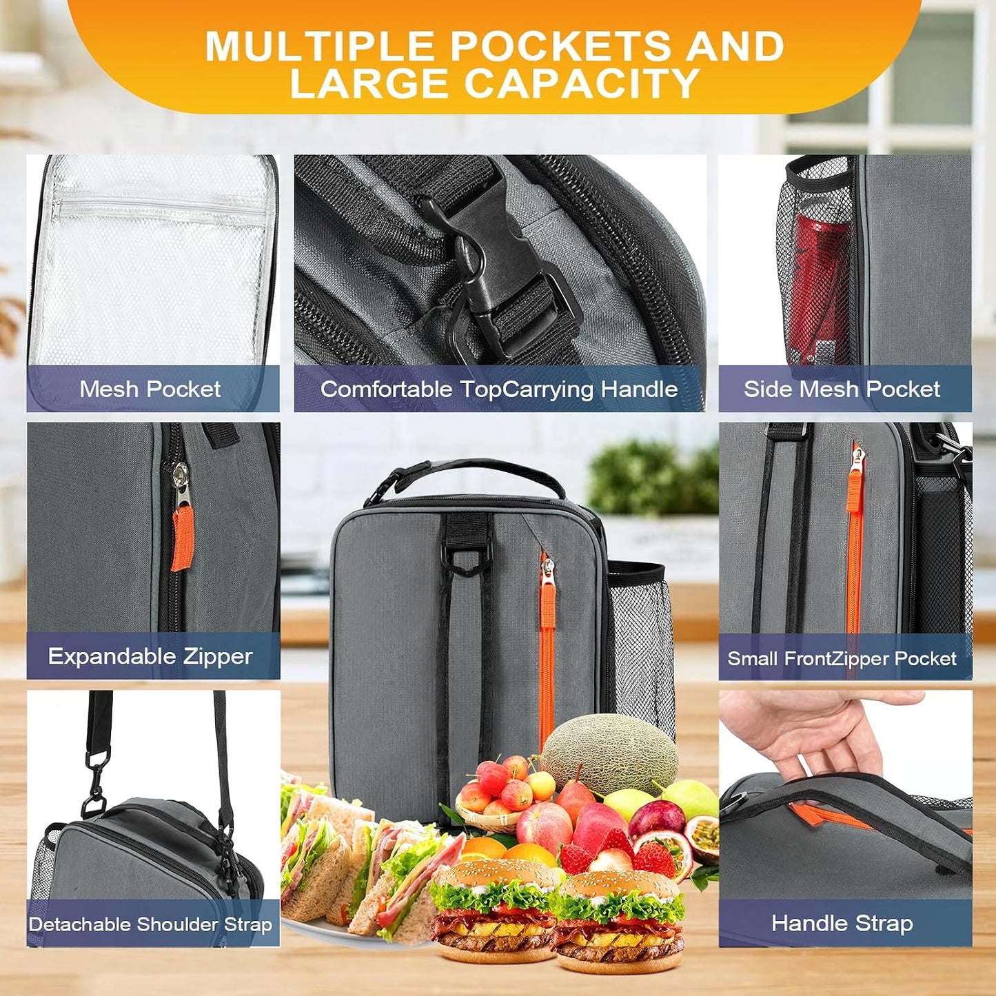 Lunch Box Insulated Lunch bag for Men Teen Kids Boys Adult Portable Stylish Small Lunchbox Special Design for Working Office school Picnic
