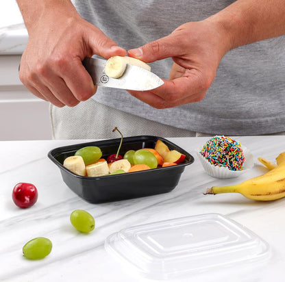 GUSTO [24 oz - 50 Count 3-Compartment Meal Prep Containers with Lids – Reusable, Microwaveable, Dishwasher & Freezer Safe, BPA-Free Food Storage Boxes for Portion Control (Formerly Comfy Package)