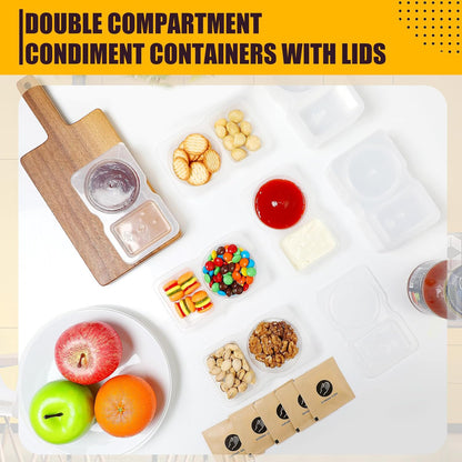 20-Pack 2 Compartment Snack Containers for Snack Prep – Reusable BPA-Free Leakproof Lunchable Snack Containers for Kids & Families, Portion Control Food Containers