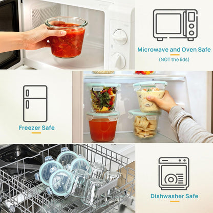 Vtopmart 10 Pack 35oz Glass Food Storage Containers with Lids, Meal Prep Containers, Airtight Reusable Lunch Container Set, Safe for Oven, Microwave, Freezer, and Dishwasher, Grey