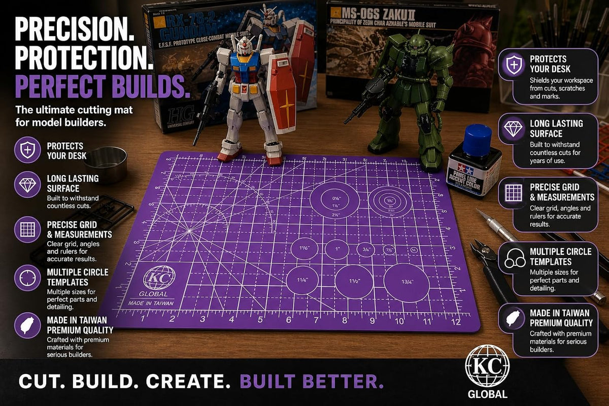 KC GLOBAL A3 (19"x13") Professional Grade Self-Healing Cutting Mat (Purple) - Odor-Free, Double-Sided, Eco-Friendly, Non-Slip, Premium Desk mat for DIY, Crafting, Model Building,and Art Projects