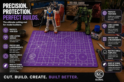 KC GLOBAL A3 (19"x13") Professional Grade Self-Healing Cutting Mat (Purple) - Odor-Free, Double-Sided, Eco-Friendly, Non-Slip, Premium Desk mat for DIY, Crafting, Model Building,and Art Projects