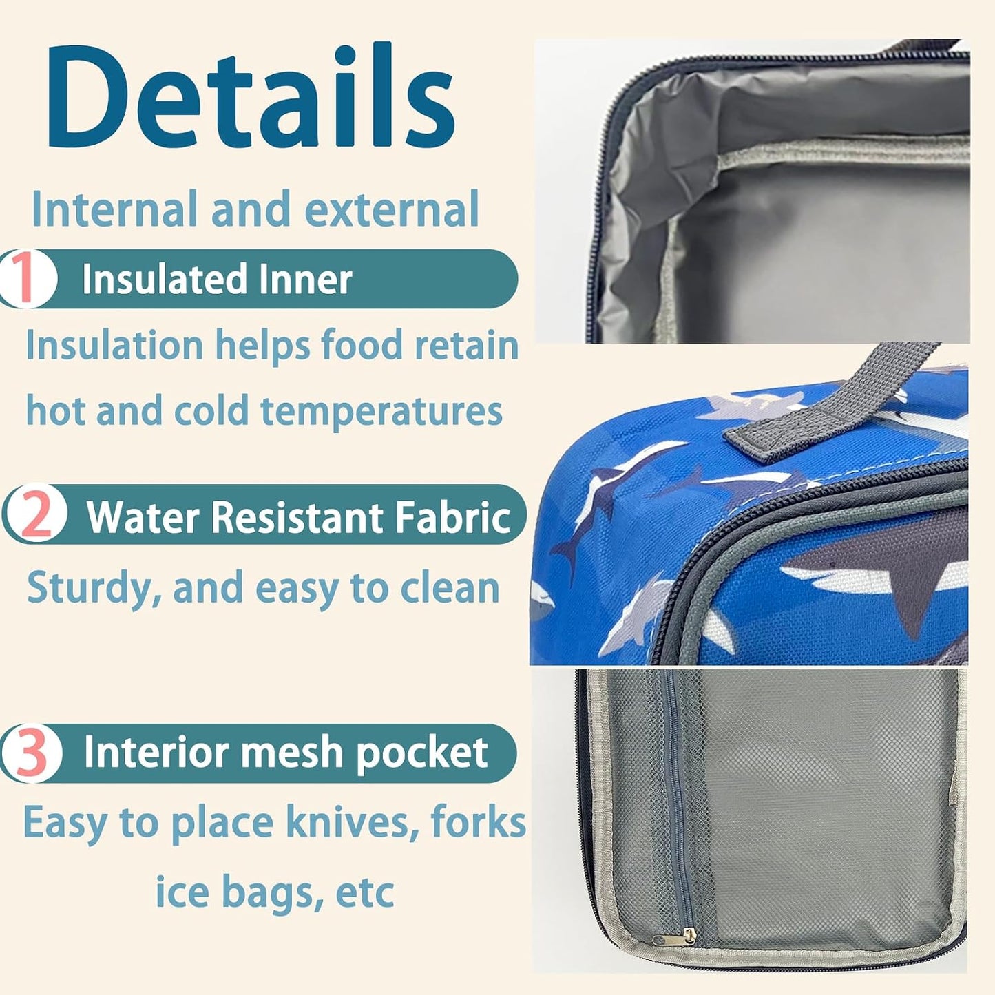 Kulle Space Lunch Box for Kids, Insulated Lunch Bag for Boys, Large Capacity Thermal Tote for School, Office, Daycare - Rocket Design, Washable & Leakproof