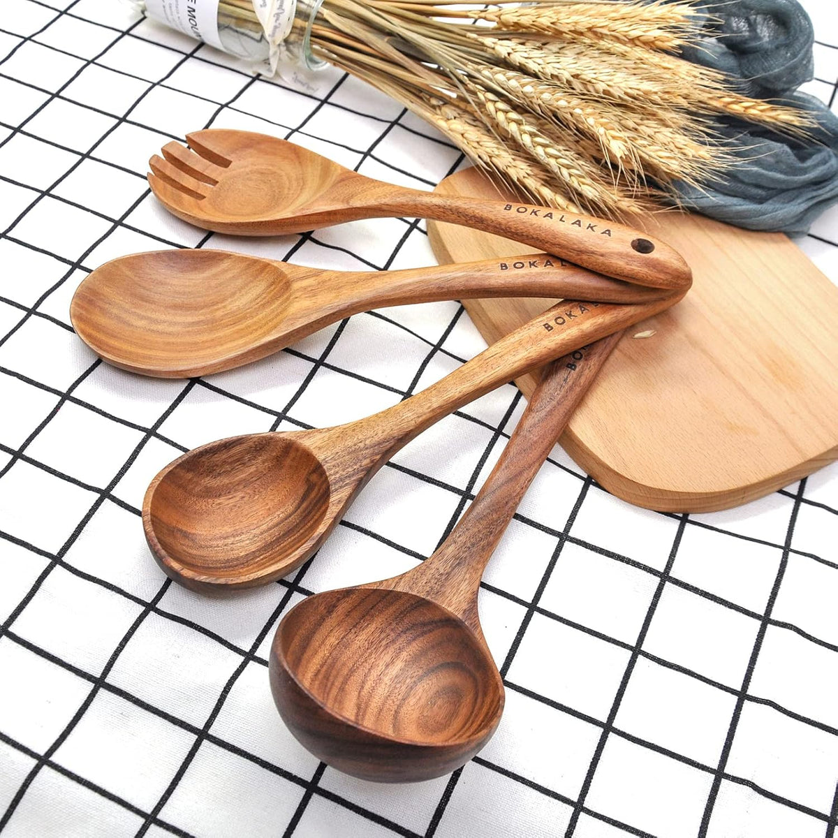 Wooden Spoons for Cooking, Natural Teak Wooden Kitchen Utensils Set Wooden Utensils for Cooking Wooden Cooking Utensils Wooden Spatulas for Cooking (10)