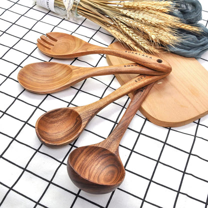 Wooden Spoons for Cooking, Natural Teak Wooden Kitchen Utensils Set Wooden Utensils for Cooking Wooden Cooking Utensils Wooden Spatulas for Cooking (10)