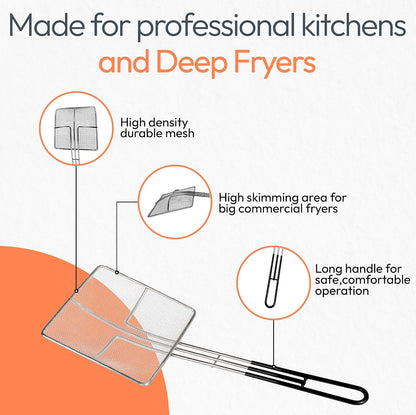 Deep Fryer Skimmer with Non-Slip Coated Handles, 2-Pack Cuisine Ready