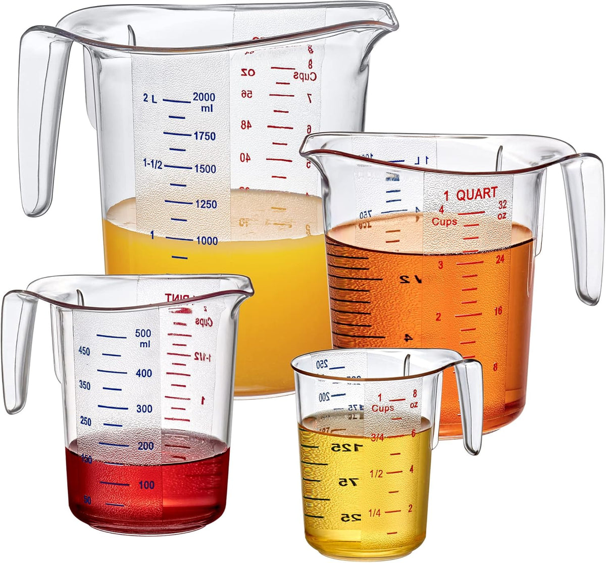 Amazing Abby - Melissa - Plastic Measuring Cups, Food-Grade Measuring Jugs, 1/2/4/8-Cup Capacity, Unbreakable, Stackable, Dishwasher-Safe, Great for Oil, Vinegar, Flour, and More