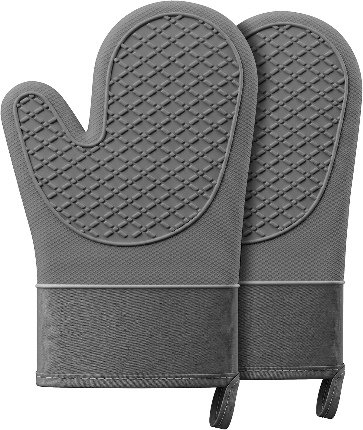 Silicone Oven Mitts,Heat Resistant, Oven Gloves with Soft Lining,Universal Fit Heat Resistant Kitchen Gloves for Baking, BBQ, Cooking and Grilling (Khaki)