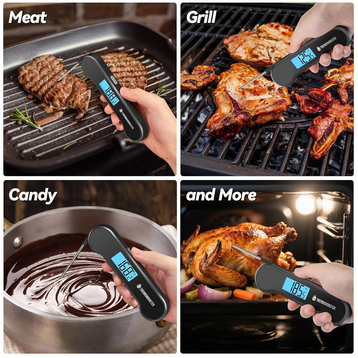 0.5 Sec Instant Read Meat Thermometer Digital for Cooking, Red